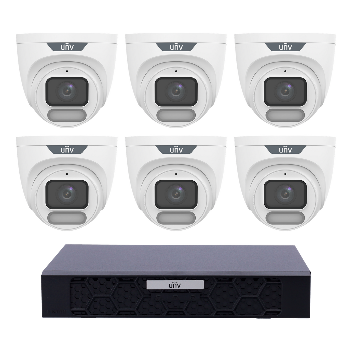 Uniview 6 x 8MP IPC3628LE-ADF28K-WP ColorHunter Turret CCTV Kit + NVR501-08B-P8-IQ 8CH PoE NVR, No HDD - SMarket