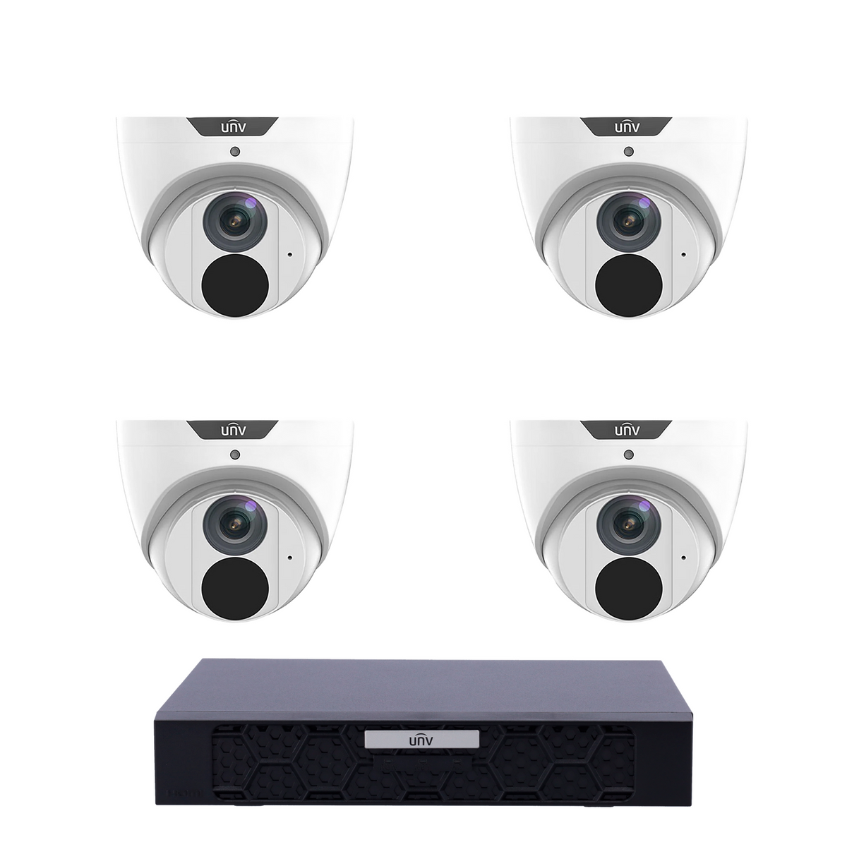 Uniview 4 x 8MP IPC3618LE-ADF28K-H EasyStar IR Turret CCTV Kit + NVR501-08B-P8-IQ 8CH PoE NVR, No HDD