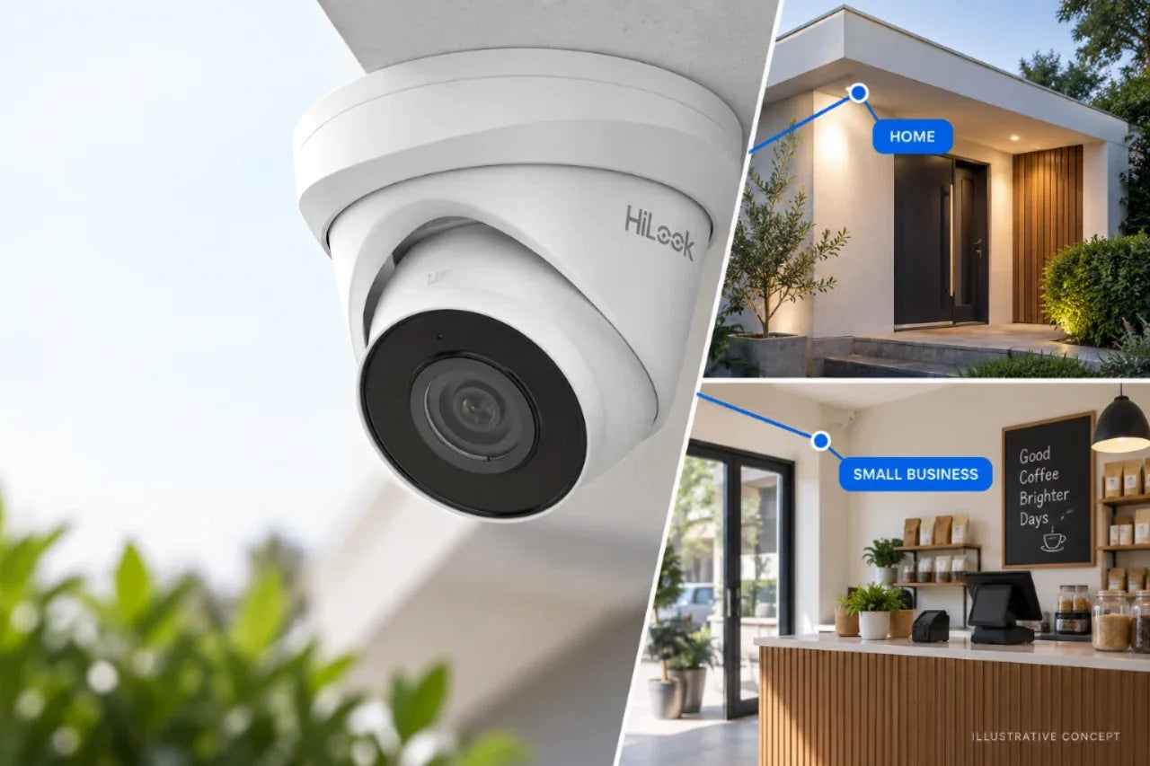 HiLook IP security camera advertising concept - affordable CCTV for homes and small businesses